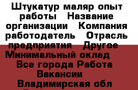 Штукатур-маляр опыт работы › Название организации ­ Компания-работодатель › Отрасль предприятия ­ Другое › Минимальный оклад ­ 1 - Все города Работа » Вакансии   . Владимирская обл.,Вязниковский р-н